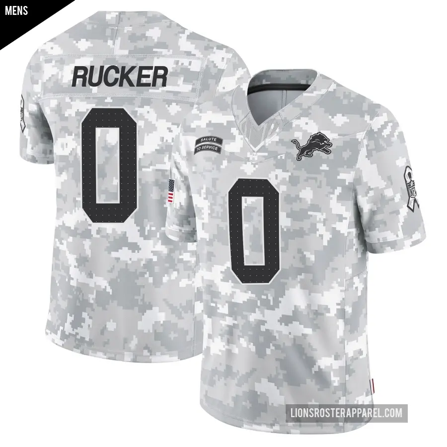 Men's Detroit Lions ＃0 De'Shawn Rucker Arctic Camo Limited 2024 Salute to Service Jersey