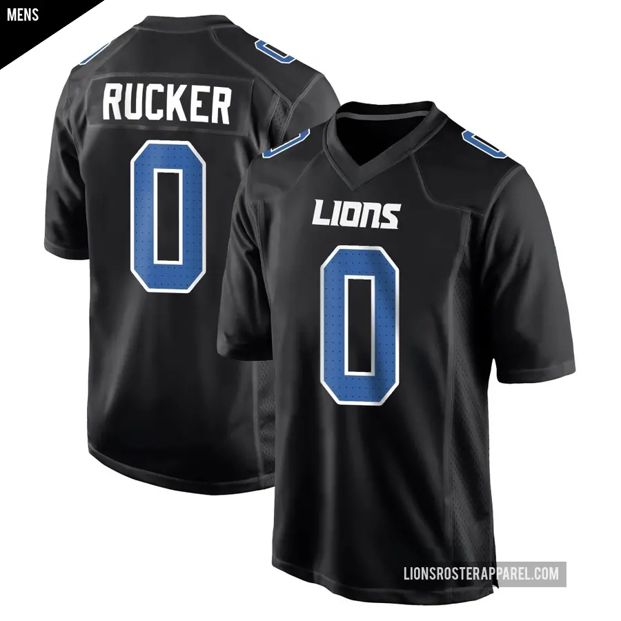 Men's Detroit Lions ＃0 De'Shawn Rucker Black Game Carbon Fashion Jersey