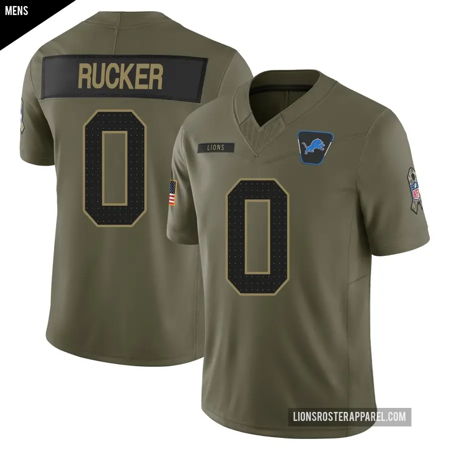 Men's Detroit Lions ＃0 De'Shawn Rucker Olive Limited 2025 Salute to Service Jersey