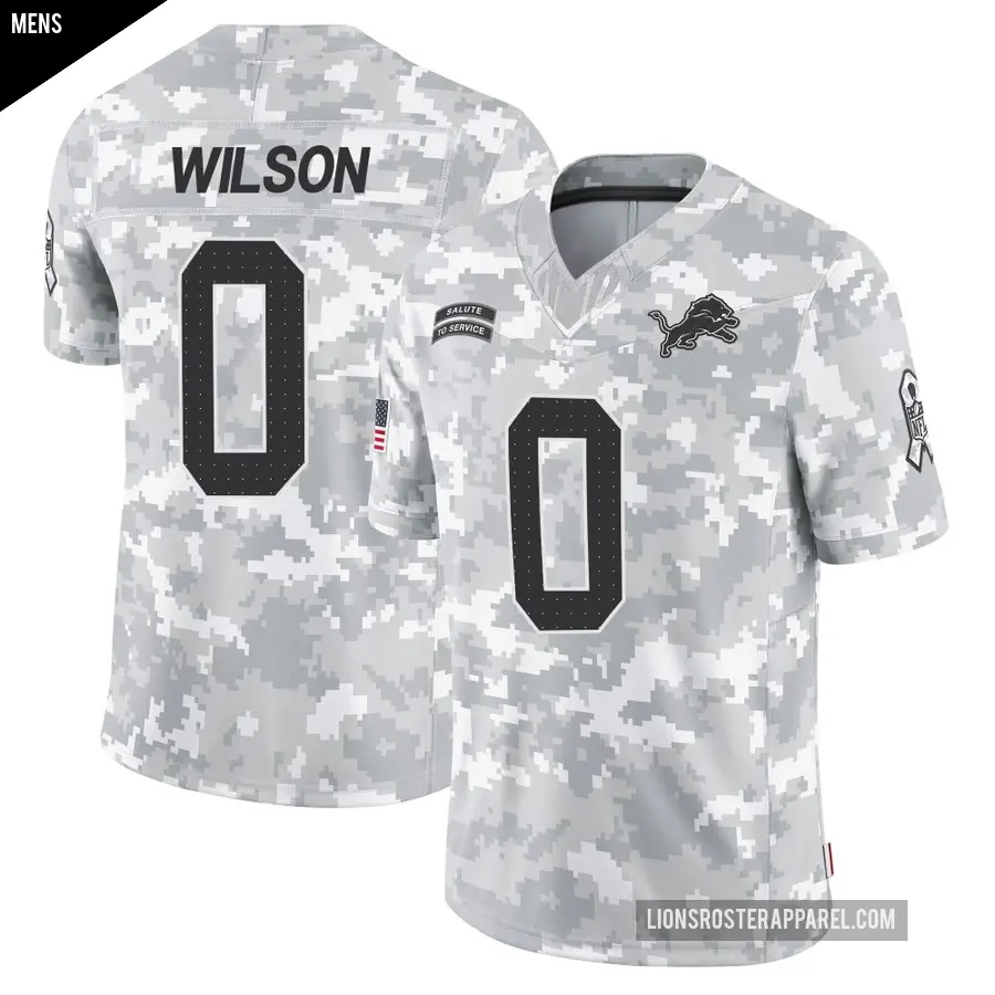 Men's Detroit Lions ＃0 Divaad Wilson Arctic Camo Limited 2024 Salute to Service Jersey