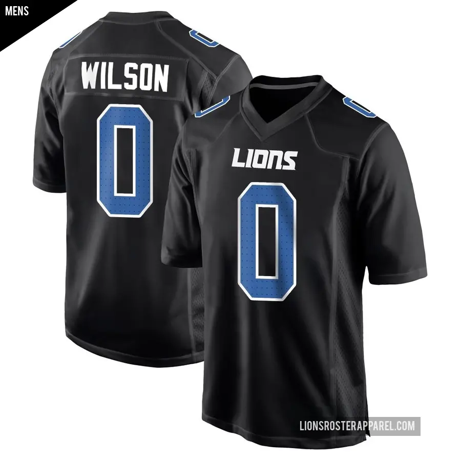 Men's Detroit Lions ＃0 Divaad Wilson Black Game Carbon Fashion Jersey