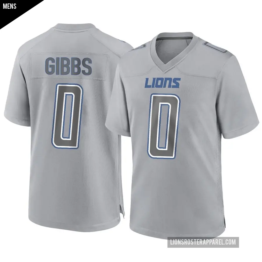 lions gear Men's Detroit Lions ＃0 Jahmyr Gibbs Gray Game Atmosphere Fashion Jersey