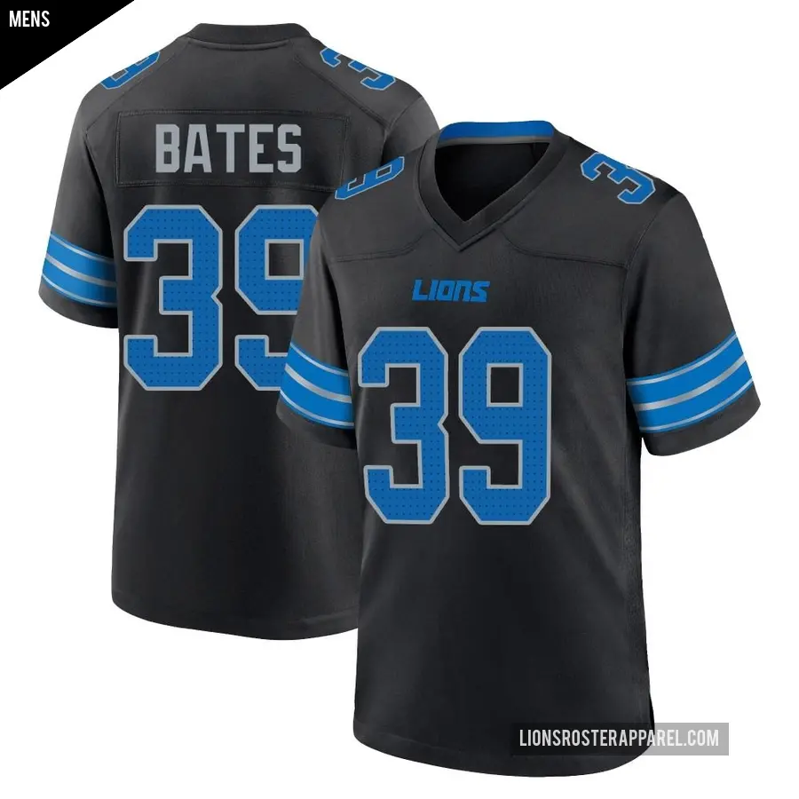 Men's Detroit Lions ＃39 Jake Bates Black Game Alternate 2nd Jersey
