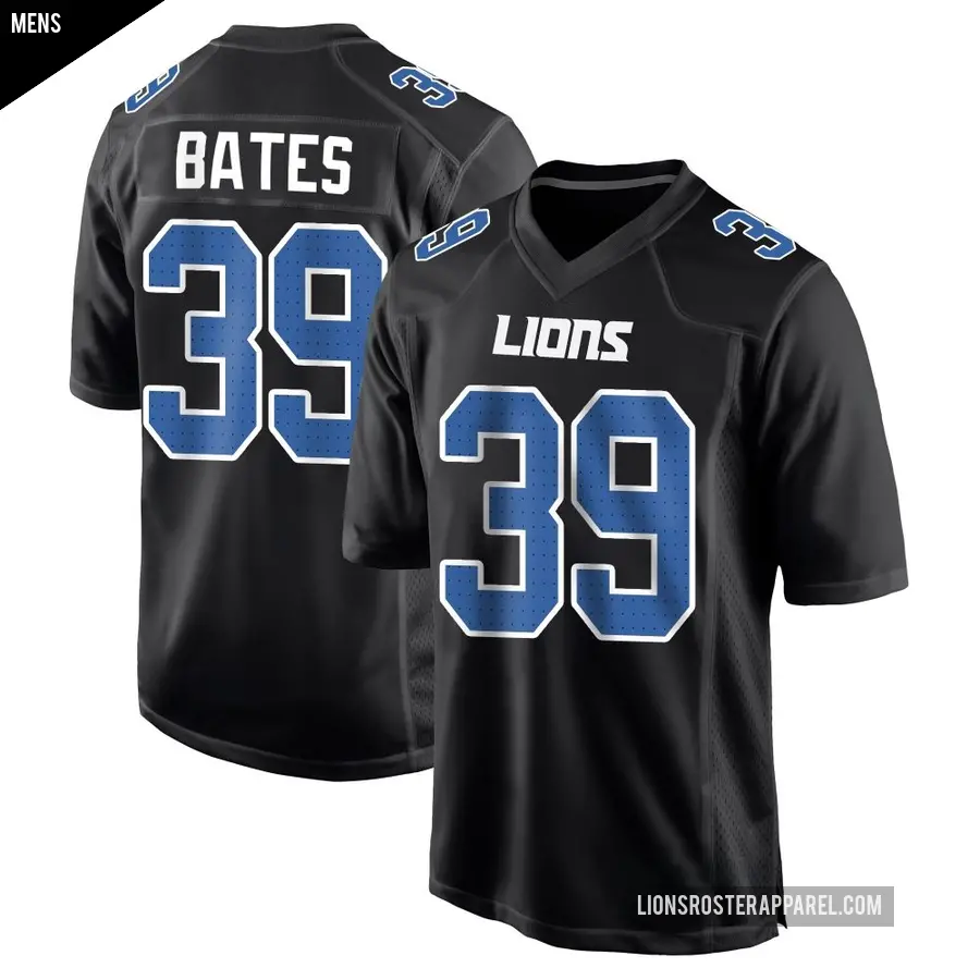 Men's Detroit Lions ＃39 Jake Bates Black Game Carbon Fashion Jersey