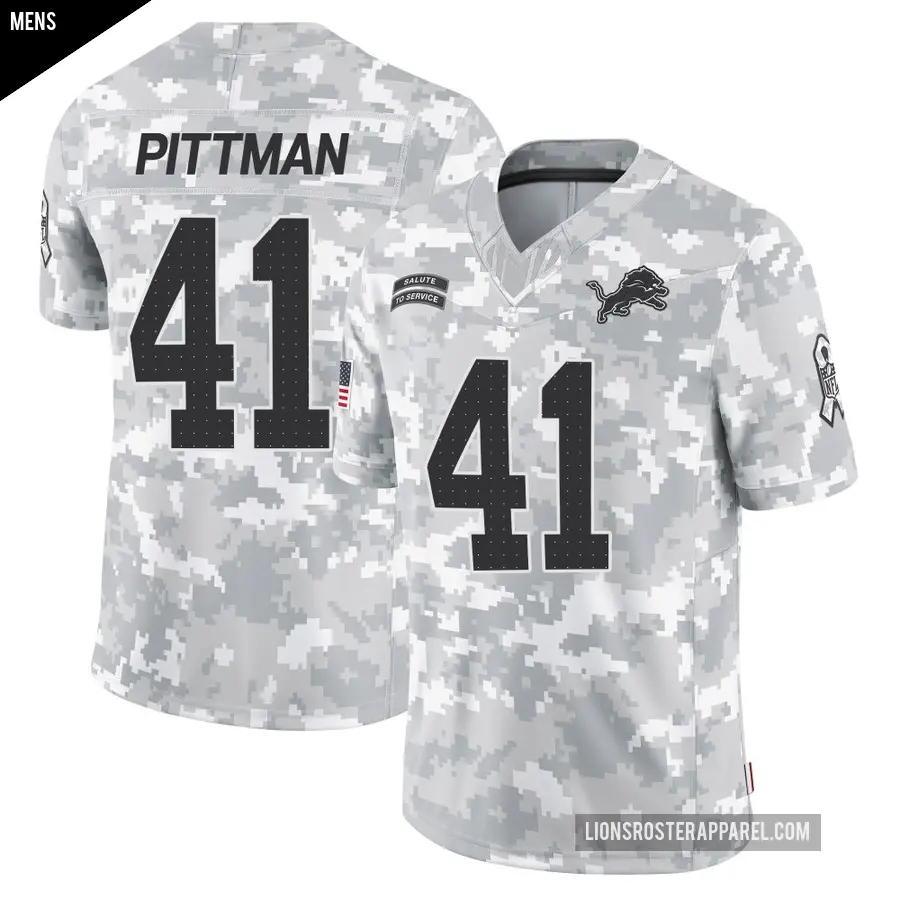 Men's Detroit Lions ＃41 Anthony Pittman Arctic Camo Limited 2024 Salute to Service Jersey