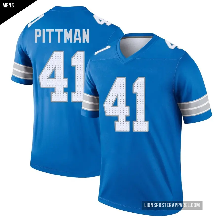 Men's Detroit Lions ＃41 Anthony Pittman Blue Legend 2nd Jersey
