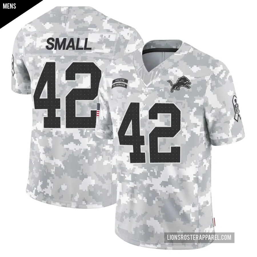 Men's Detroit Lions ＃42 Jabari Small Arctic Camo Limited 2024 Salute to Service Jersey