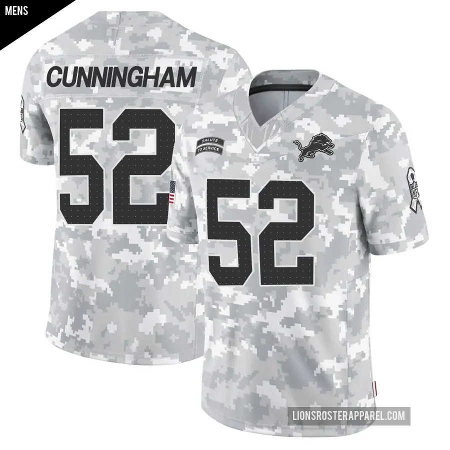 Men's Detroit Lions ＃52 Zach Cunningham Arctic Camo Limited 2024 Salute to Service Jersey