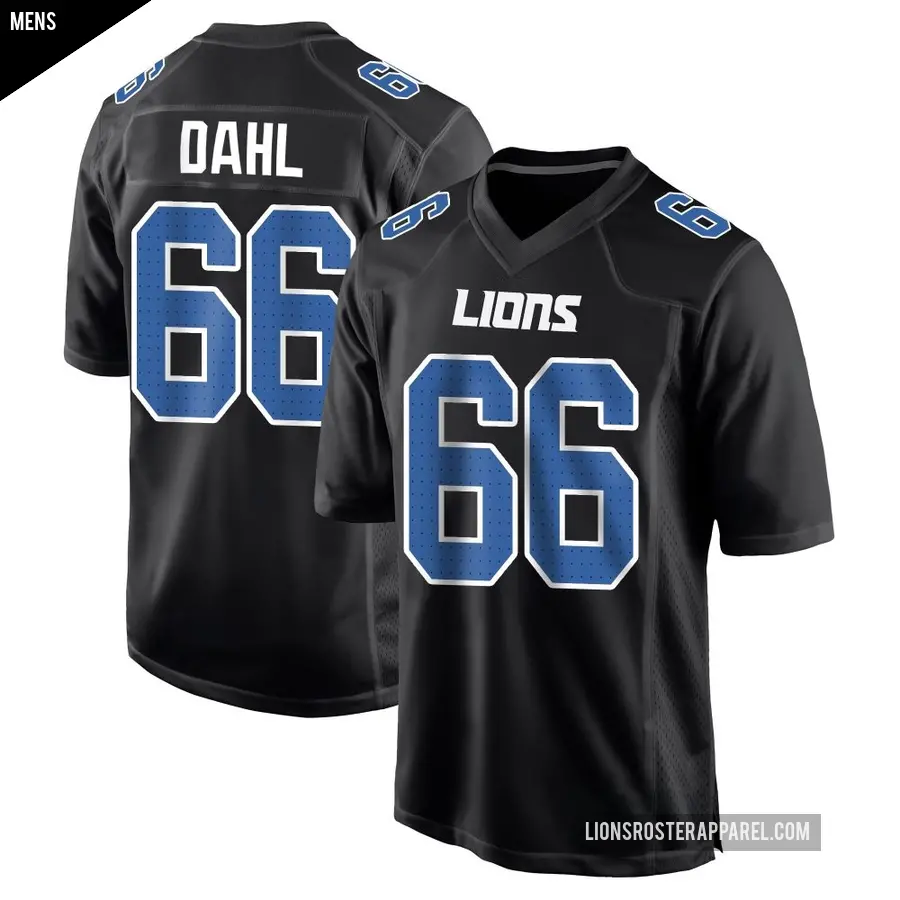 Men's Detroit Lions ＃66 Joe Dahl Black Game Carbon Fashion Jersey