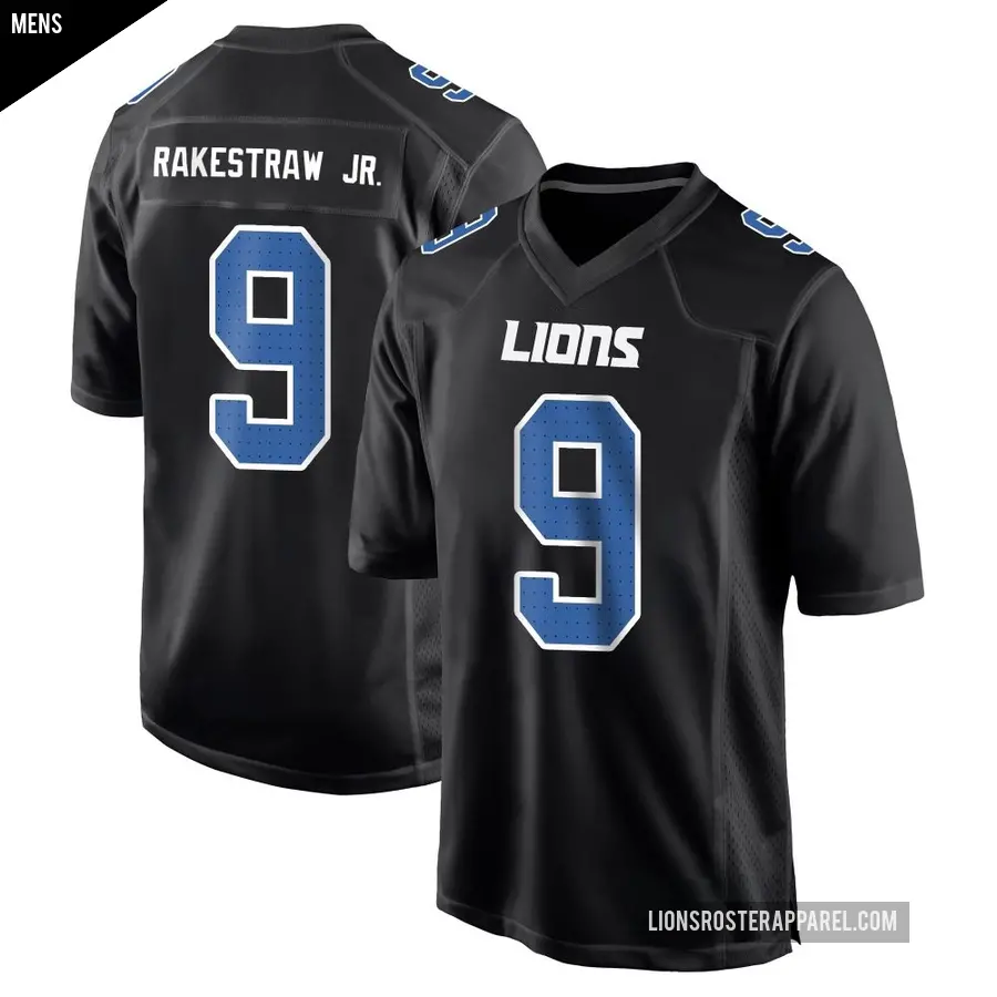 Men's Detroit Lions ＃9 Ennis Rakestraw Jr. Black Game Carbon Fashion Jersey