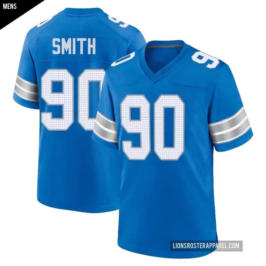 Men's Detroit Lions ＃90 Chris Smith Blue Game 2nd Jersey