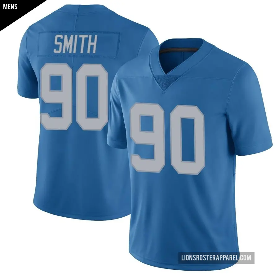 Men's Detroit Lions ＃90 Chris Smith Blue Limited Throwback Vapor Untouchable Jersey