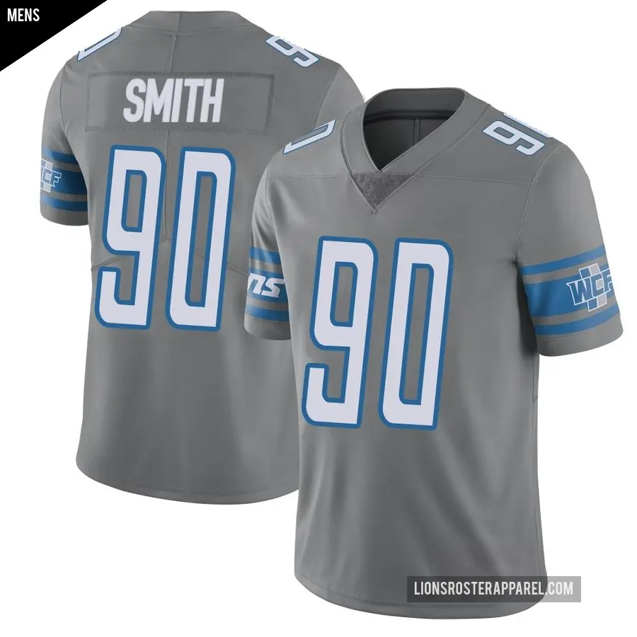 Men's Detroit Lions ＃90 Chris Smith Limited Color Rush Steel Vapor Untouchable Jersey