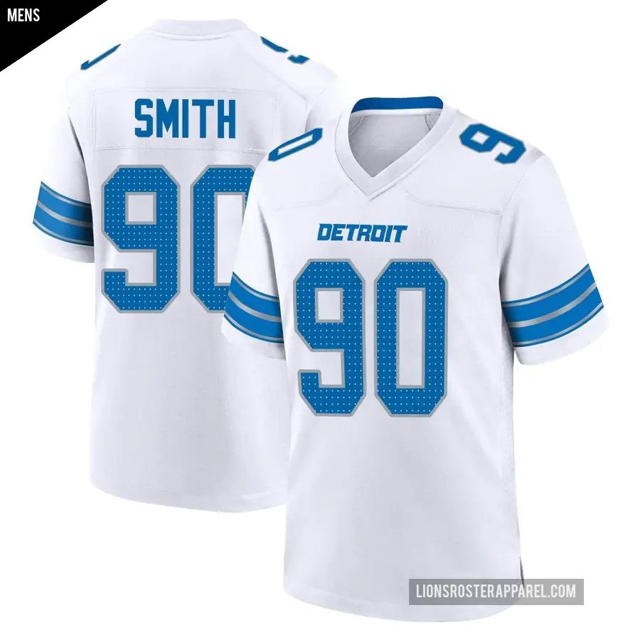 Men's Detroit Lions ＃90 Chris Smith White Game 2nd Jersey