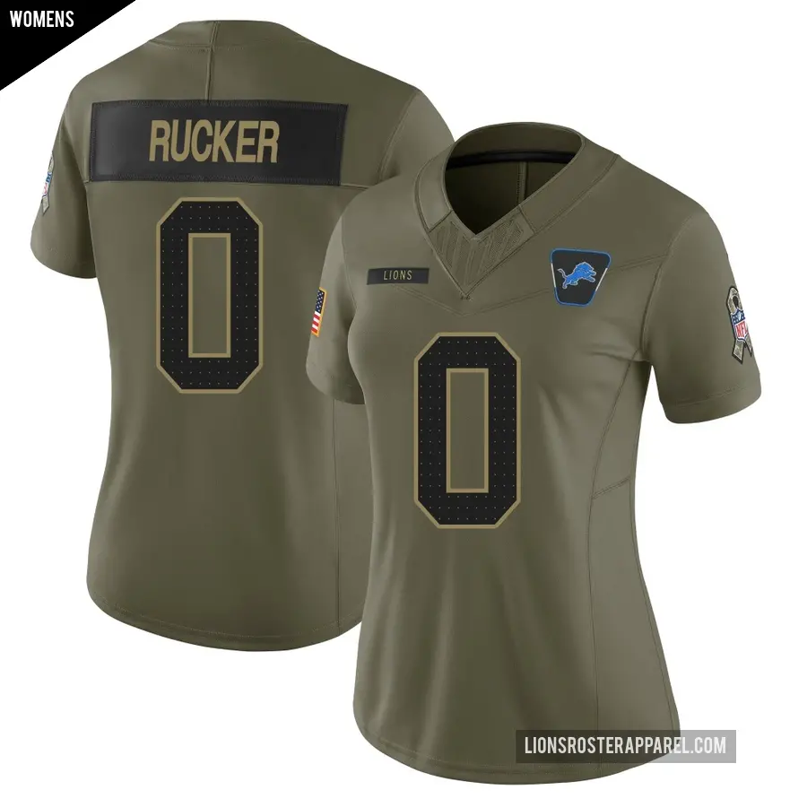Women's Detroit Lions ＃0 De'Shawn Rucker Olive Limited 2025 Salute to Service Jersey