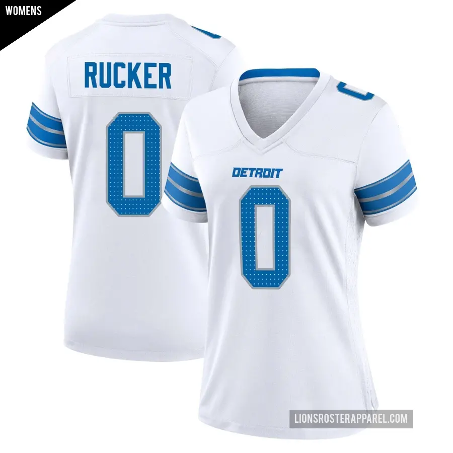 Women's Detroit Lions ＃0 De'Shawn Rucker White Game 2nd Jersey