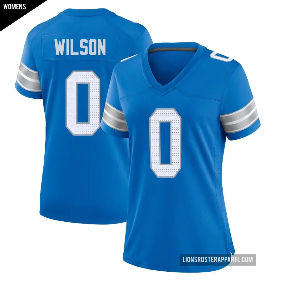 Women's Detroit Lions ＃0 Divaad Wilson Blue Game 2nd Jersey