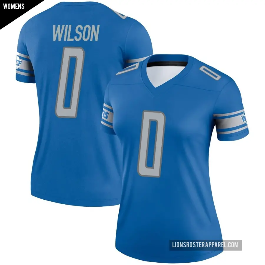 Women's Detroit Lions ＃0 Divaad Wilson Blue Legend Jersey