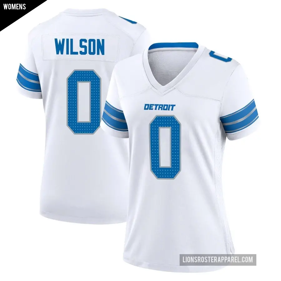 Women's Detroit Lions ＃0 Divaad Wilson White Game 2nd Jersey