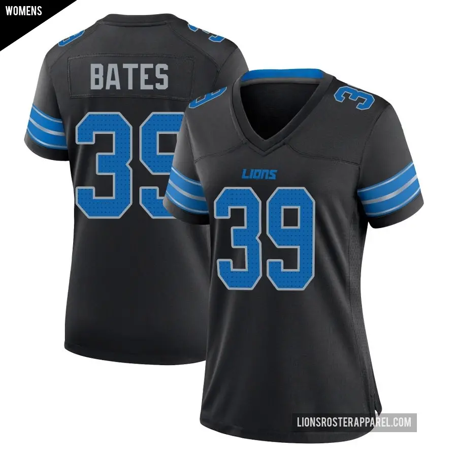 Women's Detroit Lions ＃39 Jake Bates Black Game Alternate 2nd Jersey