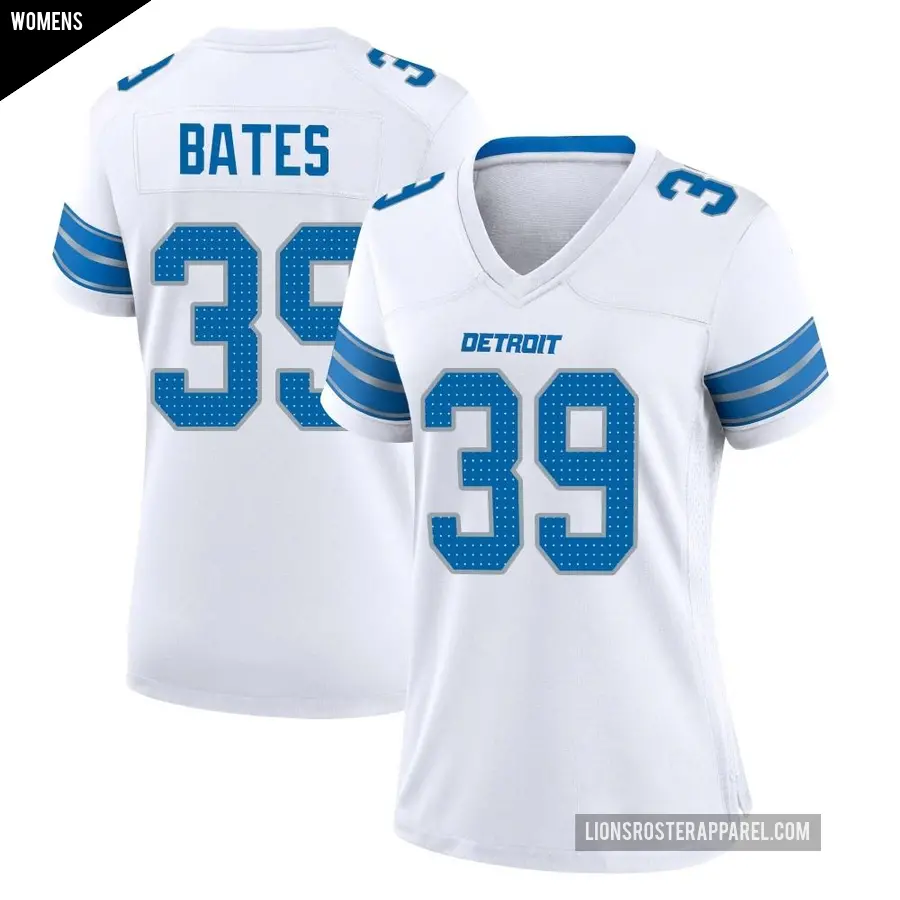 Women's Detroit Lions ＃39 Jake Bates White Game 2nd Jersey