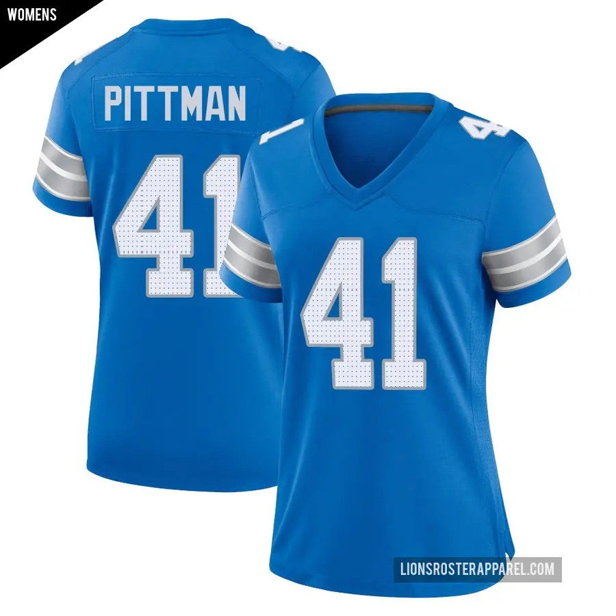 Women's Detroit Lions ＃41 Anthony Pittman Blue Game 2nd Jersey