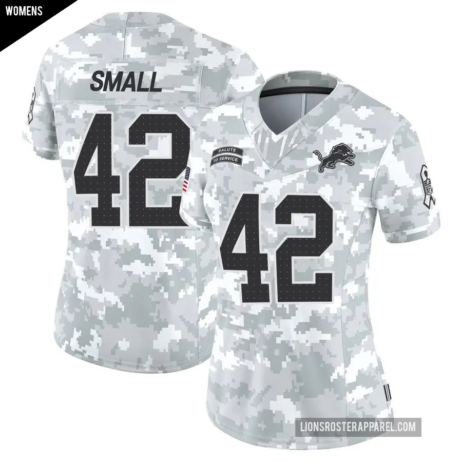 Women's Detroit Lions ＃42 Jabari Small Arctic Camo Limited 2024 Salute to Service Jersey