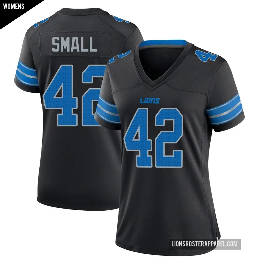 Women's Detroit Lions ＃42 Jabari Small Black Game Alternate 2nd Jersey
