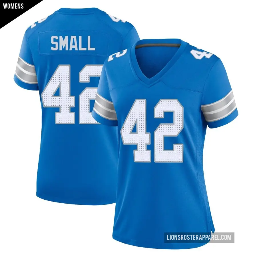 Women's Detroit Lions ＃42 Jabari Small Blue Game 2nd Jersey