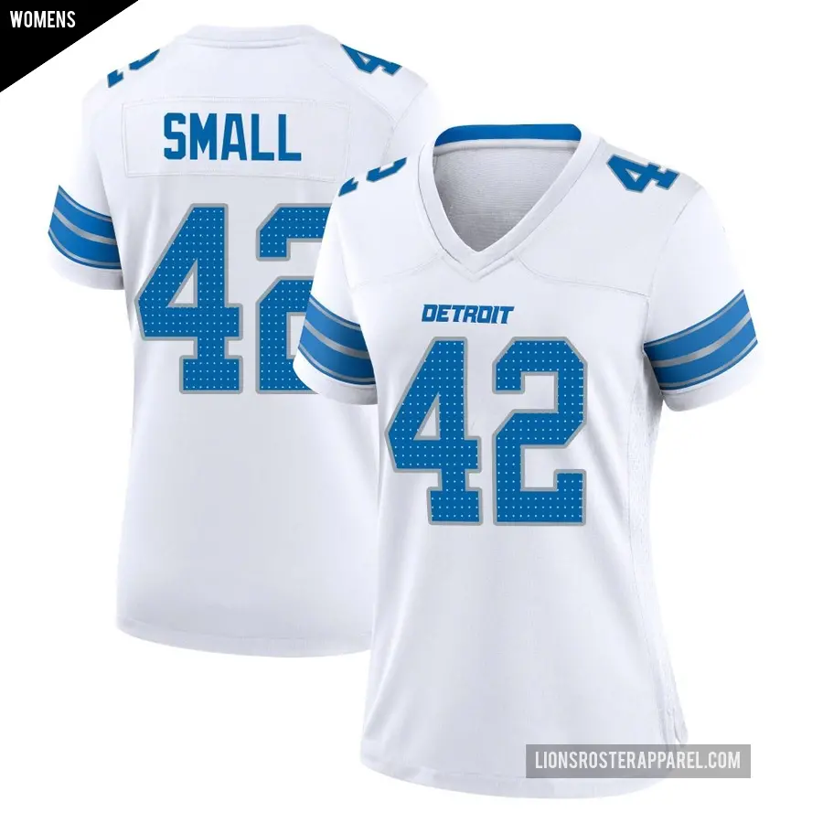 Women's Detroit Lions ＃42 Jabari Small White Game 2nd Jersey