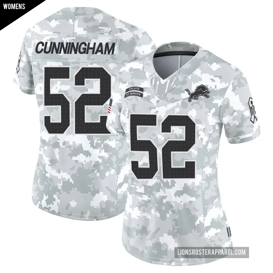 Women's Detroit Lions ＃52 Zach Cunningham Arctic Camo Limited 2024 Salute to Service Jersey