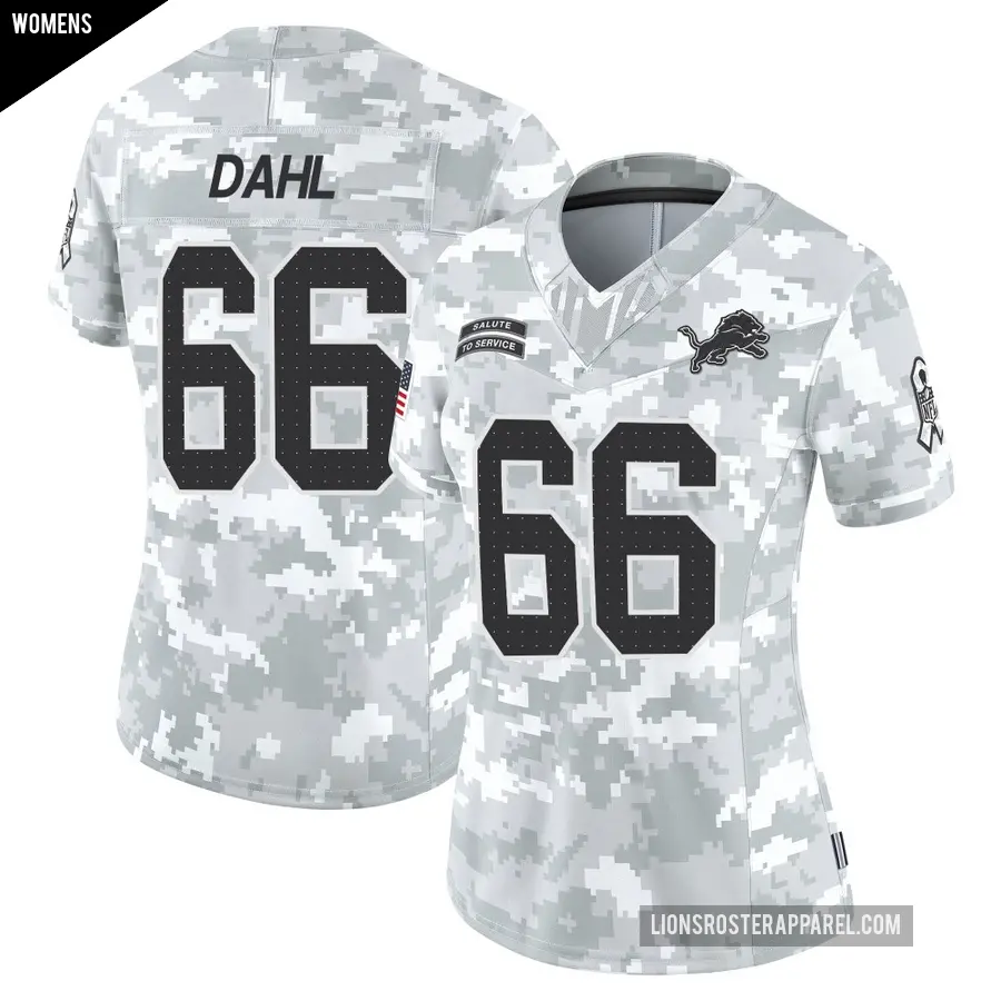 Women's Detroit Lions ＃66 Joe Dahl Arctic Camo Limited 2024 Salute to Service Jersey