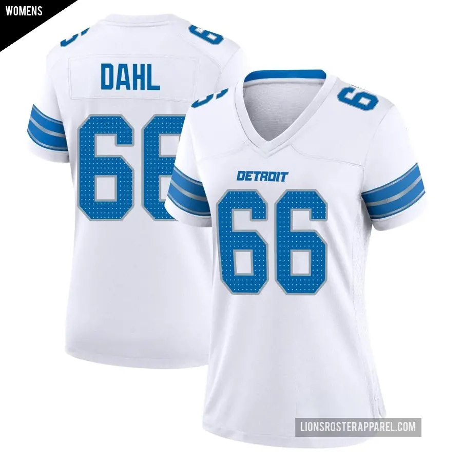 Women's Detroit Lions ＃66 Joe Dahl White Game 2nd Jersey