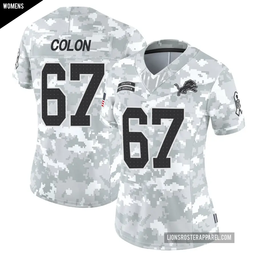 Women's Detroit Lions ＃67 Trystan Colon Arctic Camo Limited 2024 Salute to Service Jersey