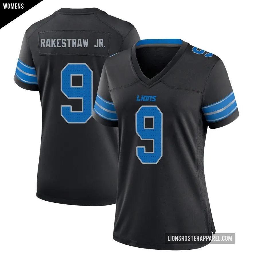 Women's Detroit Lions ＃9 Ennis Rakestraw Jr. Black Game Alternate 2nd Jersey