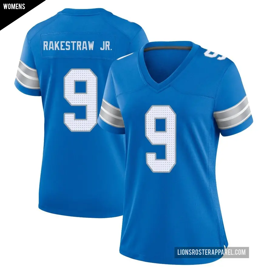 Women's Detroit Lions ＃9 Ennis Rakestraw Jr. Blue Game 2nd Jersey