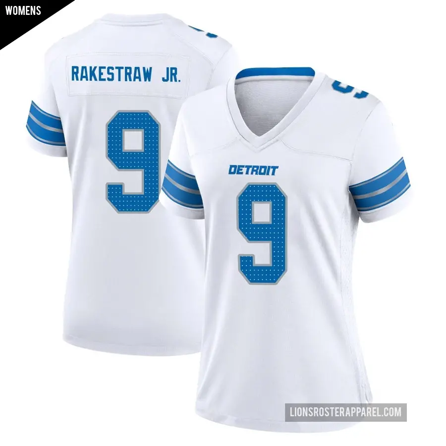 Women's Detroit Lions ＃9 Ennis Rakestraw Jr. White Game 2nd Jersey