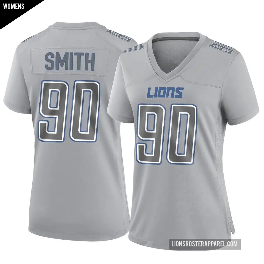 Women's Detroit Lions ＃90 Chris Smith Gray Game Atmosphere Fashion Jersey