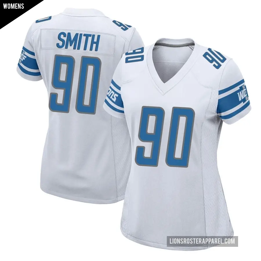 Women's Detroit Lions ＃90 Chris Smith White Game Jersey