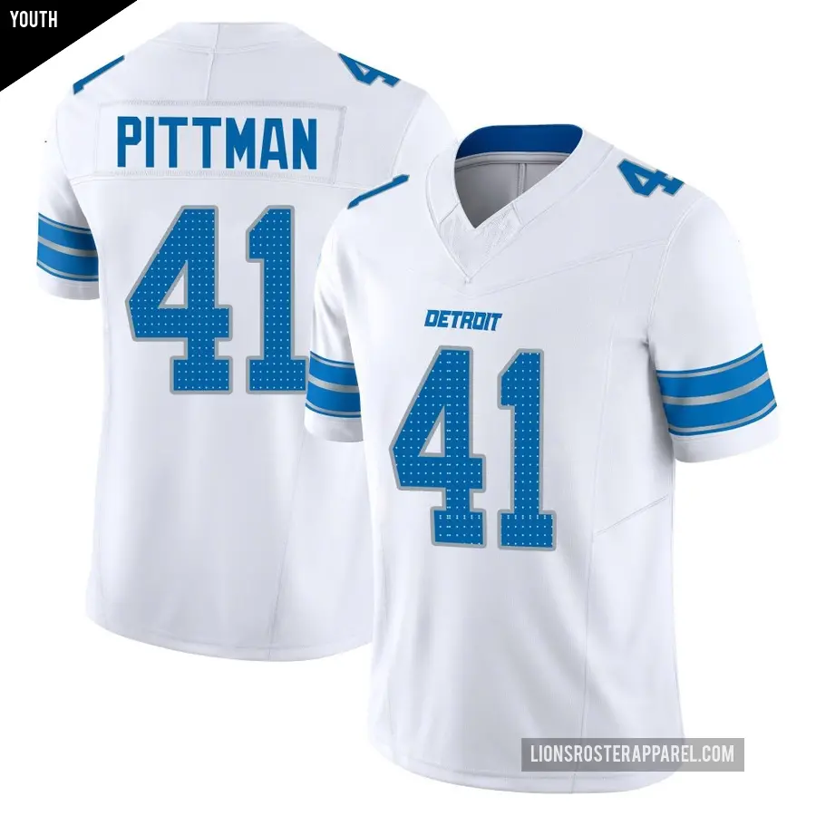 Youth Detroit Lions ＃41 Anthony Pittman White Limited Vapor F.U.S.E. 2nd Jersey