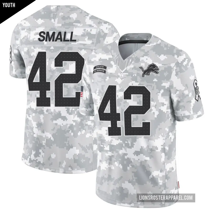 Youth Detroit Lions ＃42 Jabari Small Arctic Camo Limited 2024 Salute to Service Jersey