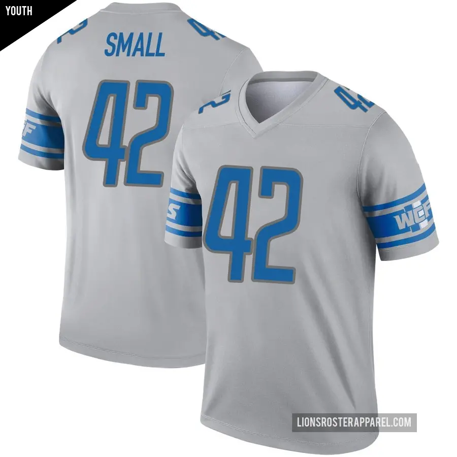 Youth Detroit Lions ＃42 Jabari Small Gray Legend Inverted Jersey