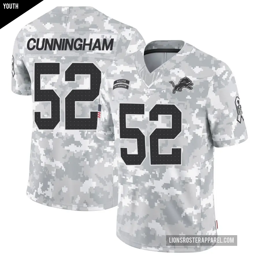 Youth Detroit Lions ＃52 Zach Cunningham Arctic Camo Limited 2024 Salute to Service Jersey