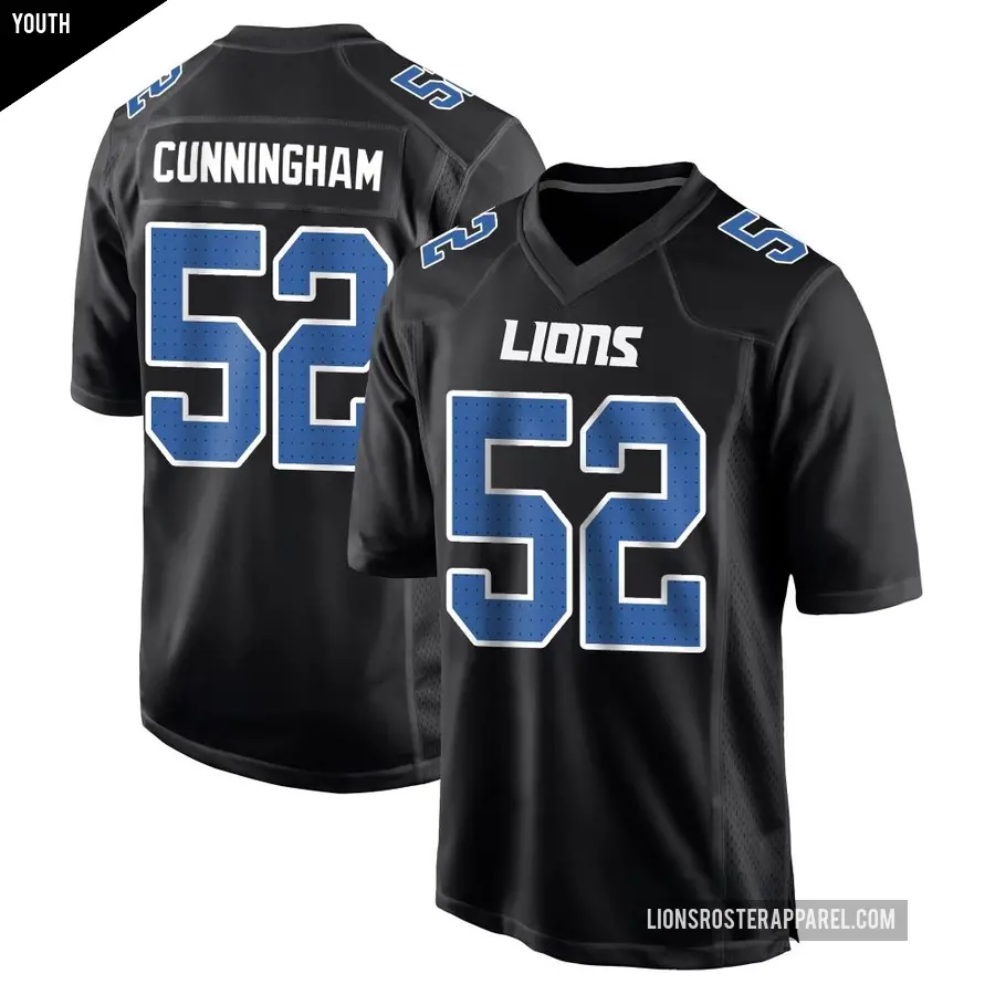 Youth Detroit Lions ＃52 Zach Cunningham Black Game Carbon Fashion Jersey