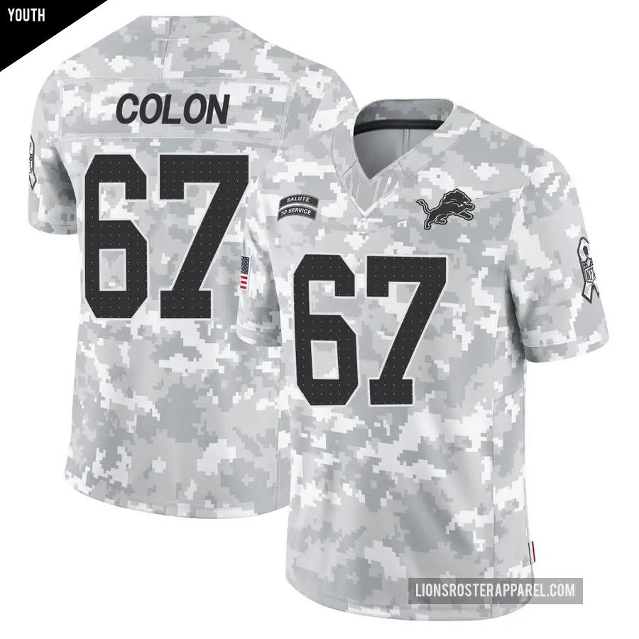 Youth Detroit Lions ＃67 Trystan Colon Arctic Camo Limited 2024 Salute to Service Jersey