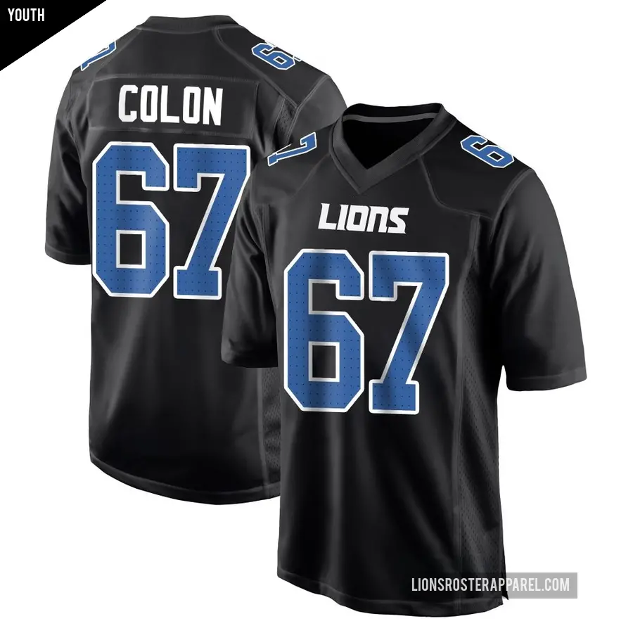 Youth Detroit Lions ＃67 Trystan Colon Black Game Carbon Fashion Jersey