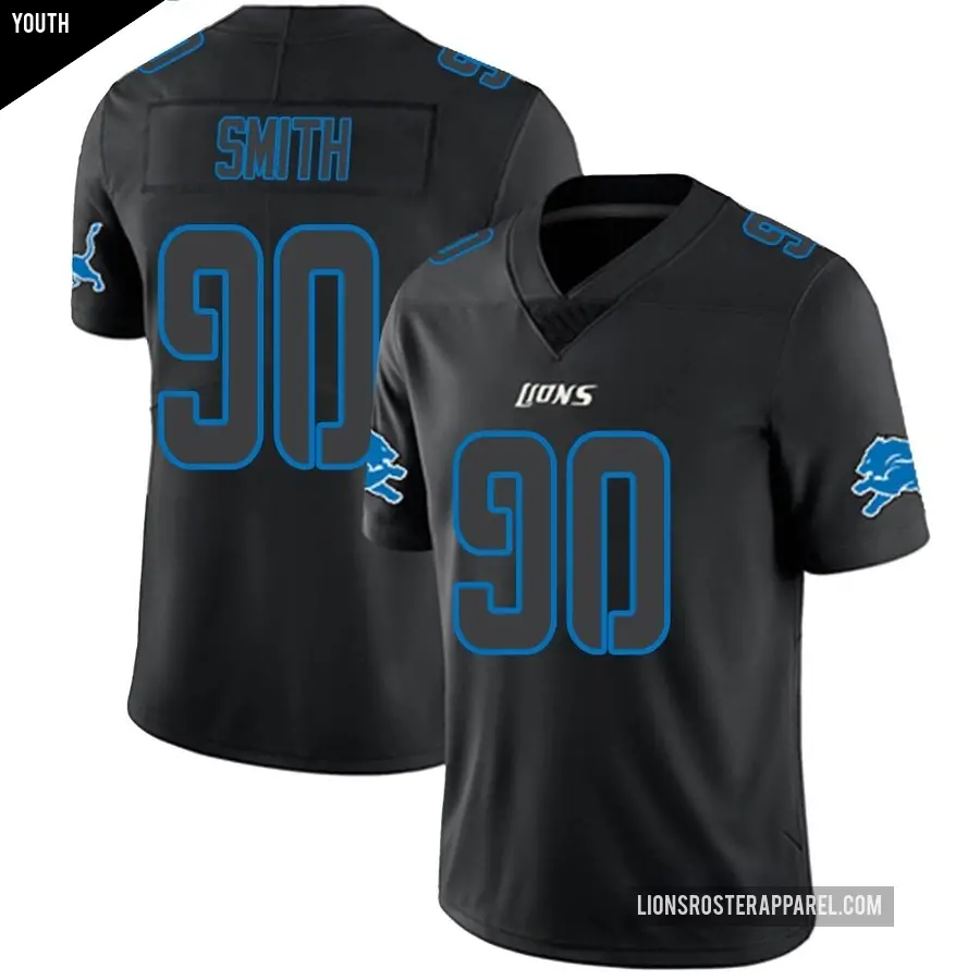 Youth Detroit Lions ＃90 Chris Smith Black Impact Limited Jersey