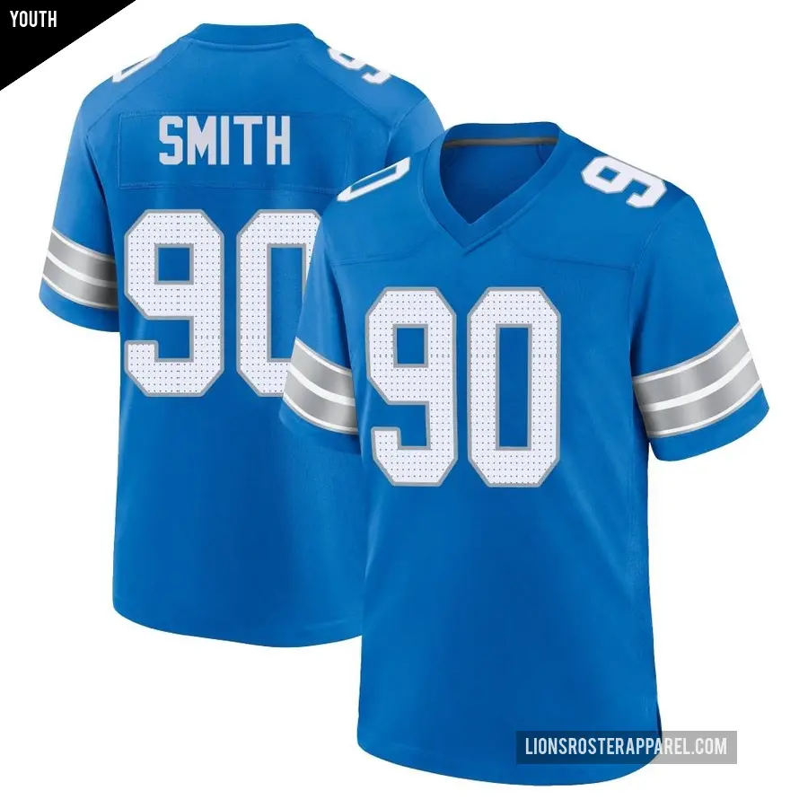 Youth Detroit Lions ＃90 Chris Smith Blue Game 2nd Jersey