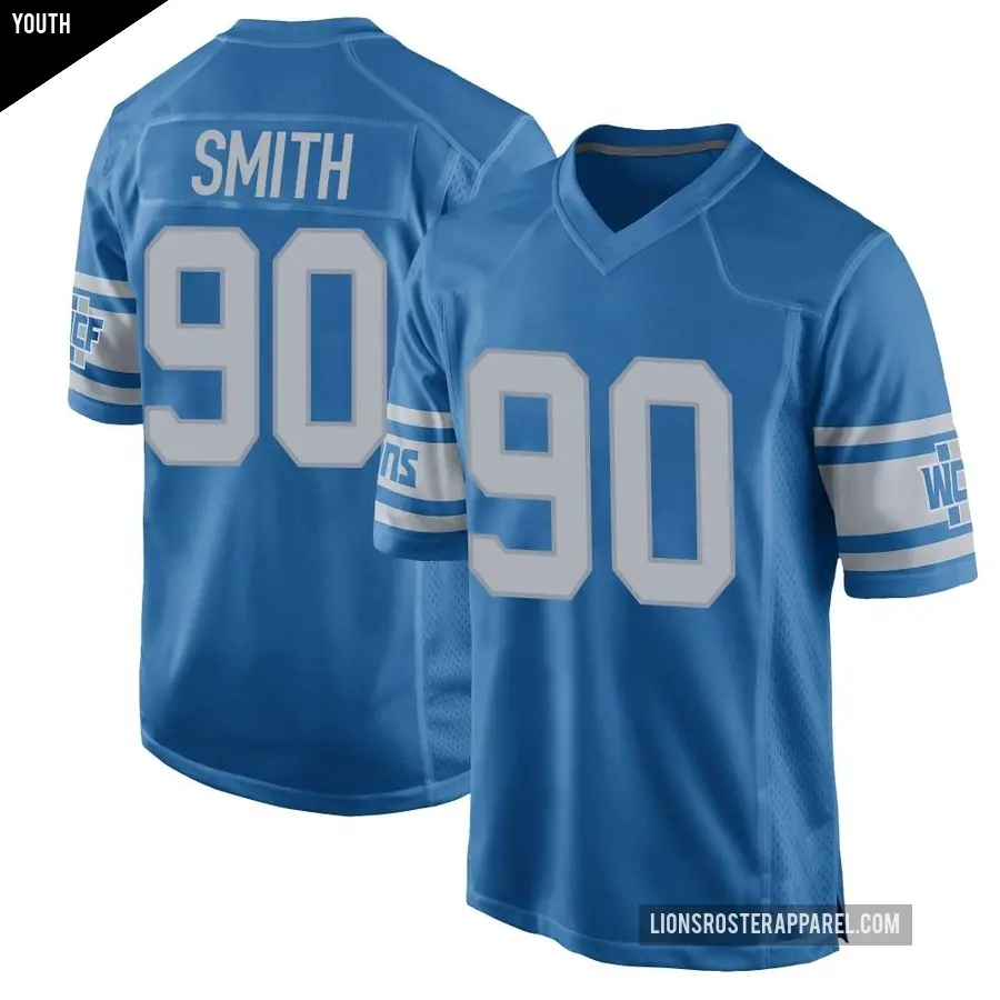 Youth Detroit Lions ＃90 Chris Smith Blue Game Throwback Vapor Untouchable Jersey