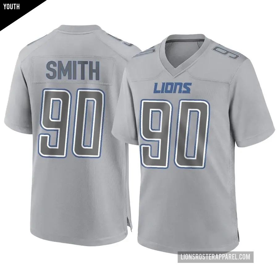 Youth Detroit Lions ＃90 Chris Smith Gray Game Atmosphere Fashion Jersey